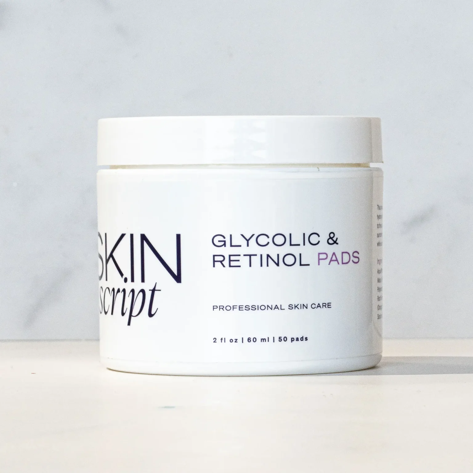 Skin Script Glycolic & Retinol Pads 2 fl oz jar, 50 pads